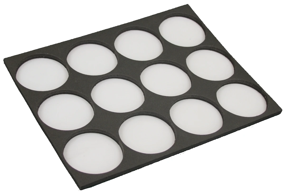 Foam Insert For Plastic Case - 12 Round Slots (9.65"x12.2") 3 Foam Insert For Plastic Case - 12 Round Slots (9.65"x12.2")