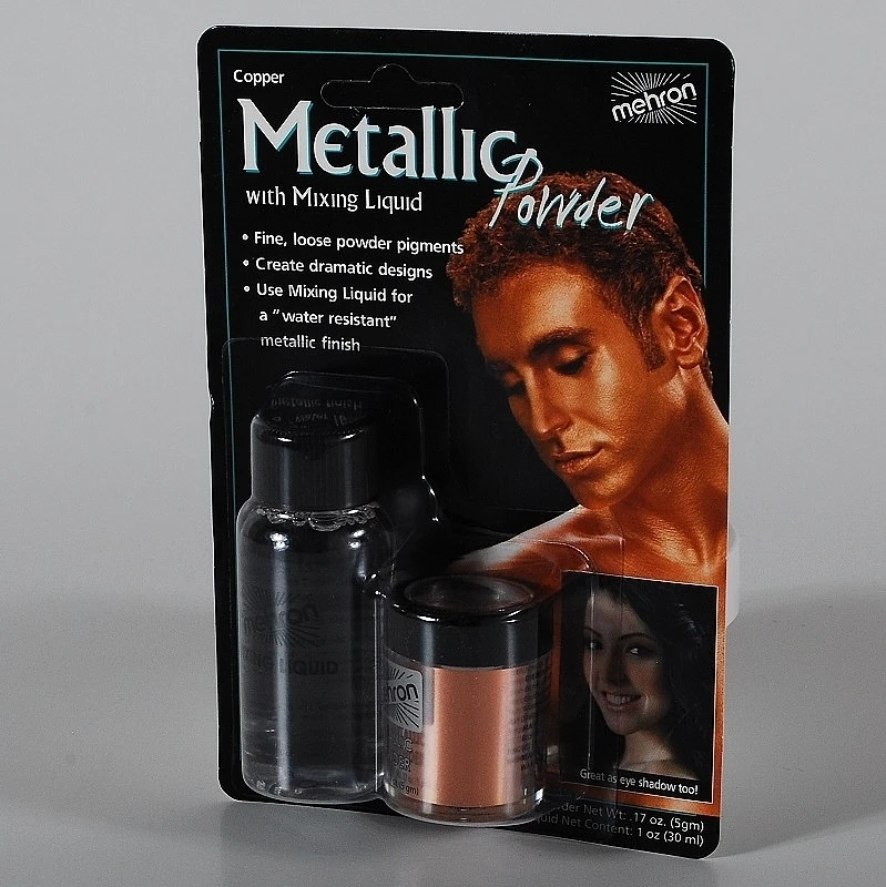 Mehron Metallic Powder With Mixing Liquid - Copper 4 Mehron Metallic Powder With Mixing Liquid - Copper - Image 2