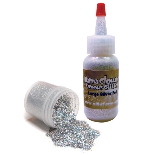 Large Cut Silver Foil - Mama Clown Glitter - 30ml (1oz) 3 Large Cut Silver Foil - Mama Clown Glitter - 30ml (1oz)