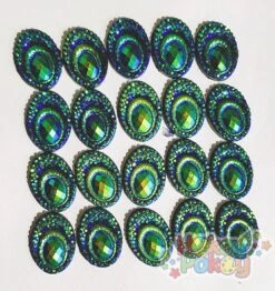 Big Peacock Oval Gems - Deep Green - 13x18mm (20pk) - POCDG-20 -Face Painting Supplies Store 0011436 big peacock oval gems deep green 13x18mm 20pk pocdg 20