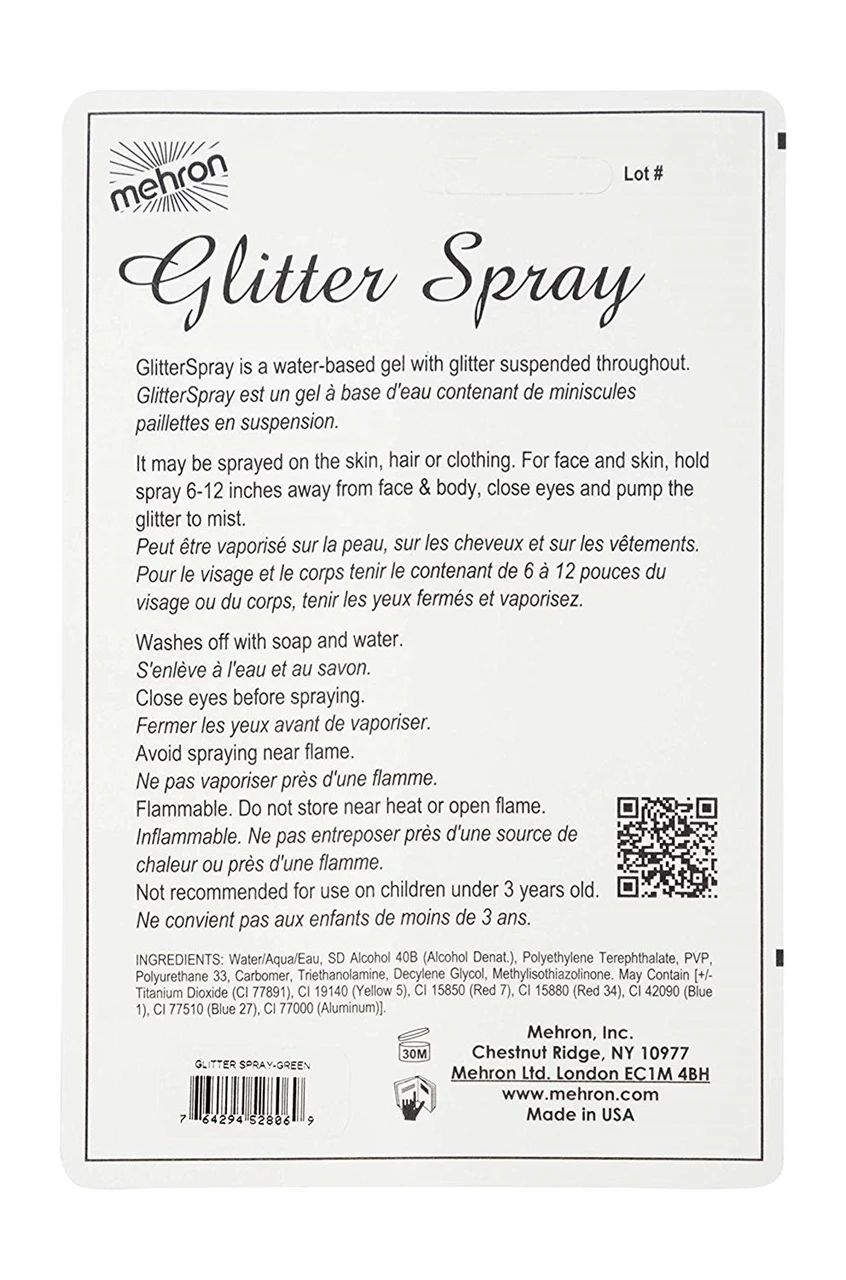 Mehron Glitter Spray - Green 5 Mehron Glitter Spray - Green - Image 3