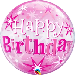 22″ Birthday Pink Starburst Sparkle Single Bubble (1pc)
