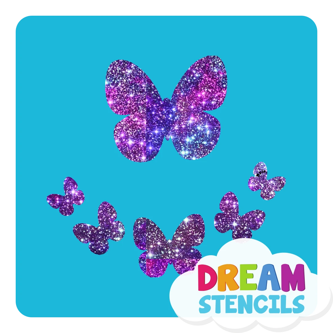 Assorted Butterflies Glitter Tattoo Stencil - HP-217 (5pc Pack) 3 Assorted Butterflies Glitter Tattoo Stencil - HP-217 (5pc Pack)