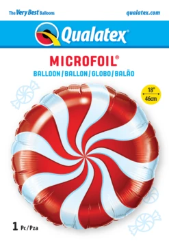 18" Round Red Candy Swirl Foil Balloon (1pc)