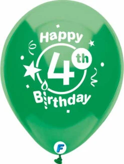 12 Inch Funsational Balloons - Happy 4th Birthday(8/Bag Assorted )