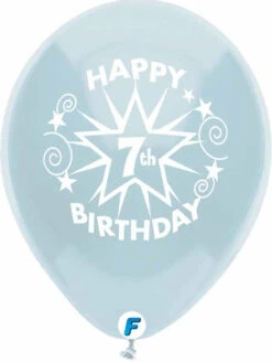 12 Inch Funsational Balloons - Happy 7th Birthday(8/Bag Assorted )