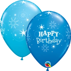 Qualatex 11'' Birthday Sparkle - Blue Latex Balloons 50/bag