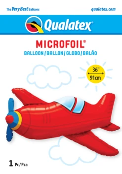 36" Red Vintage Airplane Foil Balloon (1pc)