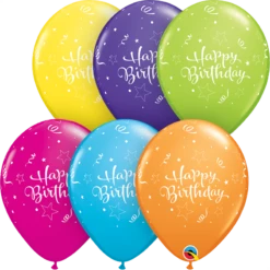 Qualatex 11'' Birthday Shining Star - Tropical Assortiment Latex Balloons 50/bag
