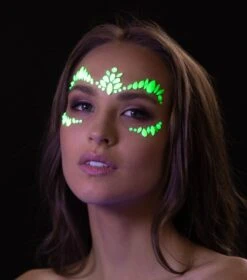 Moon Glow Neon UV Face Jewels - Intense Green -Face Painting Supplies Store 0022662 moon glow neon uv face jewels intense green