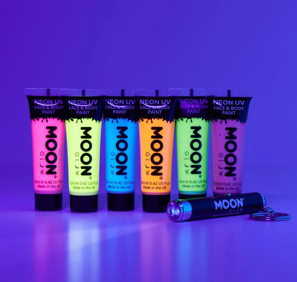 Moon Glow - Neon UV Face & Body Paint - Intense Blue (12ml) 4 Moon Glow - Neon UV Face & Body Paint - Intense Blue (12ml) - Image 2