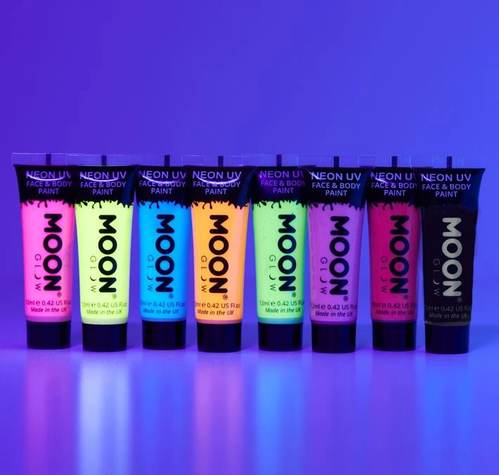 Moon Glow - Neon UV Face & Body Paint - Intense Red (12ml) 4 Moon Glow - Neon UV Face & Body Paint - Intense Red (12ml) - Image 2