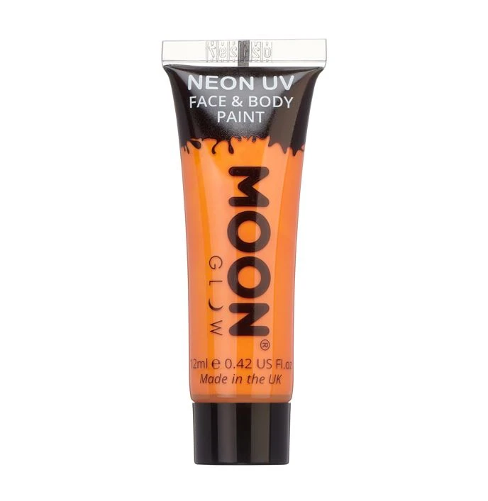 Moon Glow - Neon UV Face & Body Paint - Intense Orange (12ml) 3 Moon Glow - Neon UV Face & Body Paint - Intense Orange (12ml)