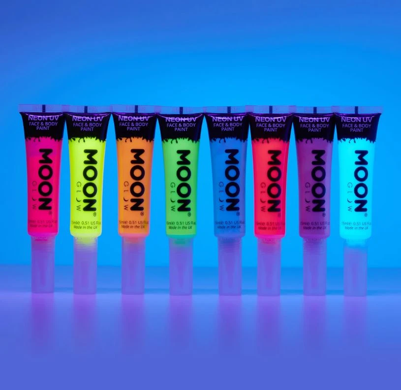 Moon Glow Neon UV Face & Body Paint With Brush Applicator - Intense Red (15ml) 5 Moon Glow Neon UV Face & Body Paint With Brush Applicator - Intense Red (15ml) - Image 3