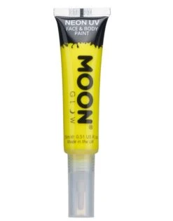 Moon Glow Neon UV Face & Body Paint With Brush Applicator - Intense Yellow (15ml)