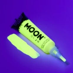 Moon Glow Neon UV Face & Body Paint With Brush Applicator - Intense Yellow (15ml) 7 Moon Glow Neon UV Face & Body Paint With Brush Applicator - Intense Yellow (15ml) -Face Painting Supplies Store 0022734 moon glow neon uv face body paint with brush applicator intense yellow 15ml