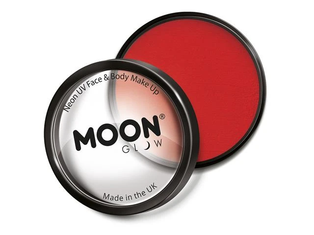 Moon Glow Neon UV - Pro Face Paint Cake - Red (36g) 4 Moon Glow Neon UV - Pro Face Paint Cake - Red (36g) - Image 2