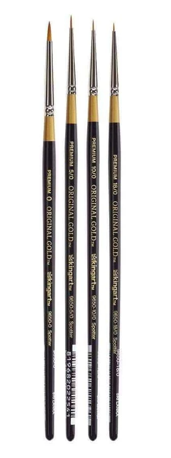 KingArt Original Premium Golden Taklon 9650 - Spotter Brushes - Set Of 4 (B-015) 4 KingArt Original Premium Golden Taklon 9650 - Spotter Brushes - Set Of 4 (B-015) - Image 2