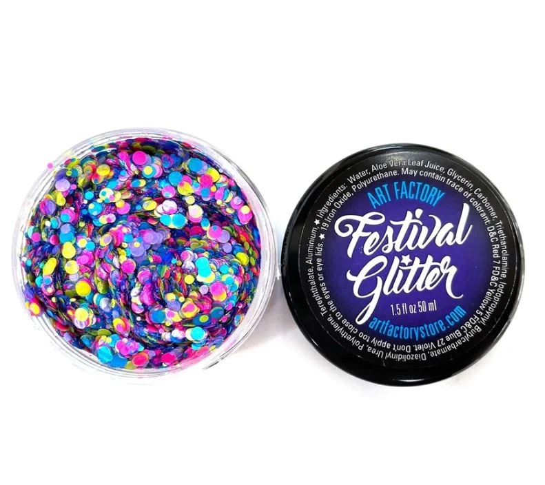 Festival Glitter Gel - Confetti Glow - UV Reactive - 50ml 4 Festival Glitter Gel - Confetti Glow - UV Reactive - 50ml - Image 2