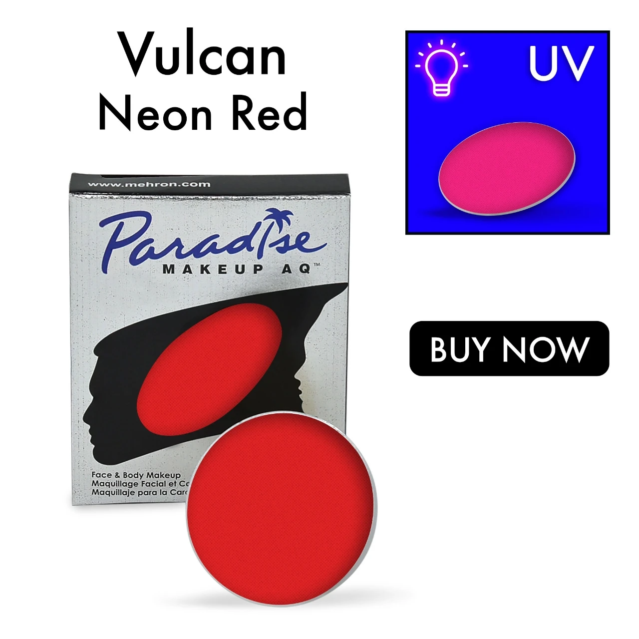 Mehron Paradise Neon UV Red Face Paint - Vulcan (7g) 3 Mehron Paradise Neon UV Red Face Paint - Vulcan (7g)